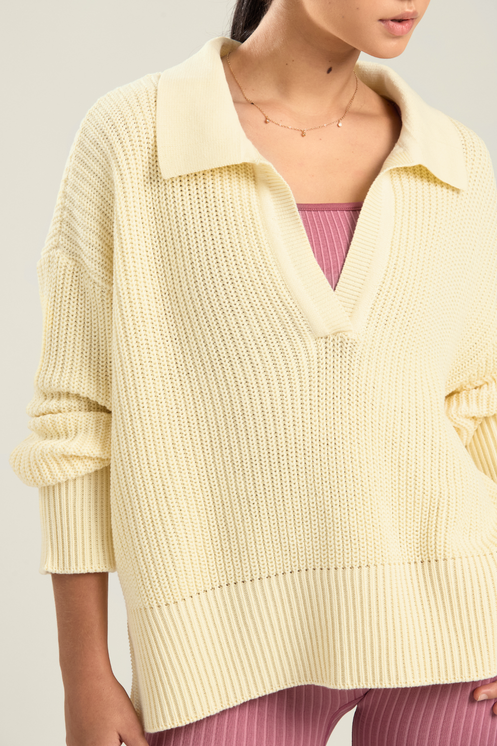 CASACO POLO TRICOT MANTEIGA